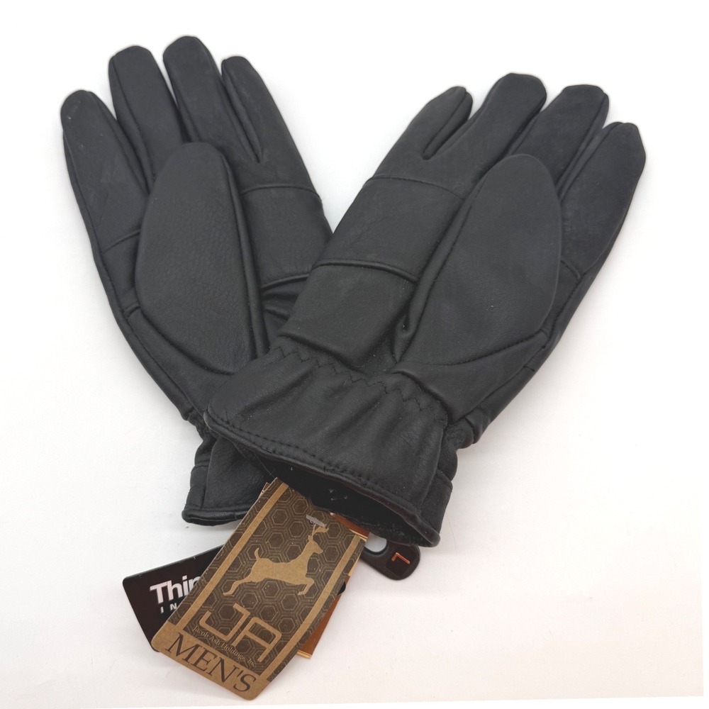 Jacob Ash Mens Gloves Black Deerskin Leather Thinsulate Insulated driving warm